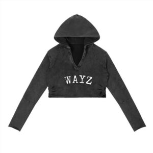 WAYZ "Muse" Cropped Hoodie – Washed Black